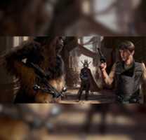 Free download Han Solo, Chewbacca and Enfys Nest Encounter Concept Art free photo or picture to be edited with GIMP online image editor