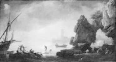 Free download Harbor Scene with a Grotto and Fishermen Hauling in Nets free photo or picture to be edited with GIMP online image editor
