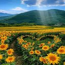 Heart shaped sunflower field wallpaper  screen for extension Chrome web store in OffiDocs Chromium