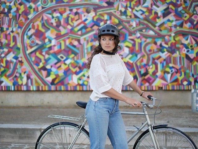 Free download helmet bike woman cyclist free picture to be edited with GIMP free online image editor