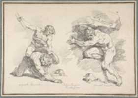 Free download Hercules and Cacus, after Annibale Carracci; Destruction of Enceladus, after Agostino Carracci free photo or picture to be edited with GIMP online image editor