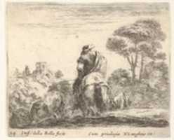 Free download Herdsman on Horseback Driving Cattle, from Diversi capricci free photo or picture to be edited with GIMP online image editor