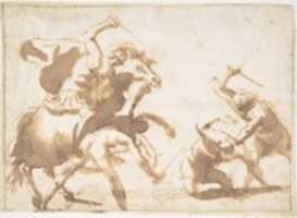 Free download Horsemen and Three Foot Soldiers in Battle free photo or picture to be edited with GIMP online image editor