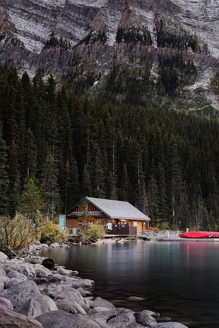 Free download house lake louise architecture lake free picture to be edited with GIMP free online image editor