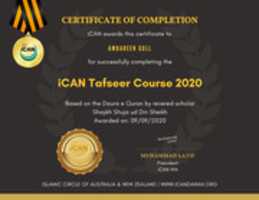 iCAN Tafseer Course 2020 무료 다운로드 - 참가자를 위한 인증서 무료 사진 또는 김프 온라인 이미지 편집기로 편집할 수 있는 사진