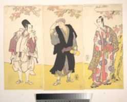 Free download Ichikawa Yaozo II in Ceremonial Dress; Onoe Matsusuke Holding a Gourd; Sawamura Sojuro Holding a Writing Brush free photo or picture to be edited with GIMP online image editor