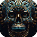 illustrated skull aztec style  screen for extension Chrome web store in OffiDocs Chromium