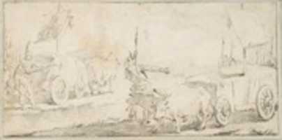 Free download Illustration for a Book:  Soldiers Driving Ox Carts with Banners free photo or picture to be edited with GIMP online image editor