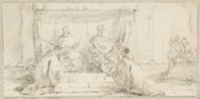 Free download Illustration for a Book:  Two Monks Kneeling before a Doge and an Emperor (Doge Ziani and Emperor Barbarossa?) free photo or picture to be edited with GIMP online image editor