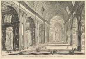 Free download Interior view of St. Peters Basilica in the Vatican, from Vedute di Roma (Roman Views) free photo or picture to be edited with GIMP online image editor