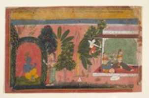 Free download Kama Aims His Bow at Radha: Page From a Dispersed Gita Govinda (Loves of Krishna) free photo or picture to be edited with GIMP online image editor