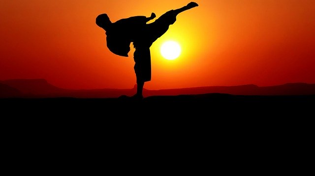 Bezpłatne pobieranie bezpłatnego szablonu zdjęć Karate Sunset Nature do edycji za pomocą internetowego edytora obrazów GIMP