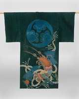 Free download Kimono-Shaped Coverlet (yogi) with Design of Lobsters and Crest (mon) of Three Cloves free photo or picture to be edited with GIMP online image editor