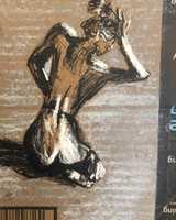 Free download KNEELING FEMALE NUDE drawn on Recycled Amazon.com Cardboard by David Reuter Artist / Musician free photo or picture to be edited with GIMP online image editor