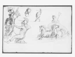 Free download Knights in Armor, Warrior, Neptune Fountain (from Switzerland 1869 Sketchbook) free photo or picture to be edited with GIMP online image editor