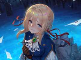 Free download Konachan.com 263225 Aqua Eyes Blonde Hair Blush Braids Crying Dress Gloves Long Hair Paper Raijuu (bakanara) Ribbons Tears Violet Evergarden Water free photo or picture to be edited with GIMP online image editor