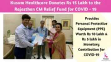 Free download Kusum Healthcare donates Rs 15 Lakh to the Rajasthan CM Relief  Fund for COVID-19 free photo or picture to be edited with GIMP online image editor