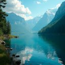 Lake and green mountains  screen for extension Chrome web store in OffiDocs Chromium
