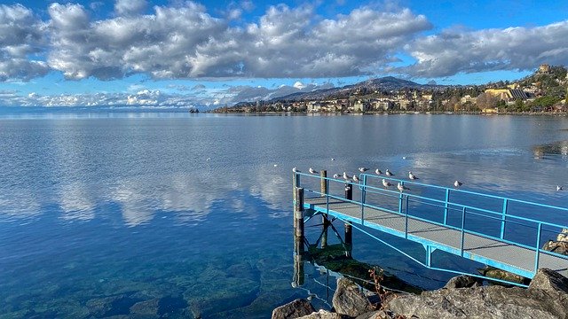 Téléchargement gratuit lac mouette ponton nuage image gratuite à éditer avec l'éditeur d'images en ligne gratuit GIMP