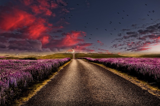 Free download landscape road sky clouds field free picture to be edited with GIMP free online image editor