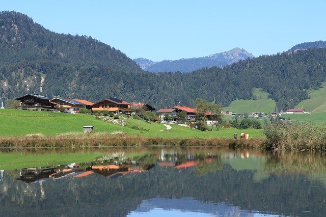 Free download landscape water lake nature houses free picture to be edited with GIMP free online image editor