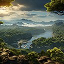 landscape where a majestic mountain peak reflects  screen for extension Chrome web store in OffiDocs Chromium