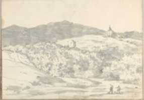 Free download Landscape with a Towered Building and Domed Church (Smaller Italian Sketchbook, leaf 32 recto) free photo or picture to be edited with GIMP online image editor
