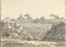 Free download Landscape with a Two-Story Building on a Hill (Smaller Italian Sketchbook, leaf 29 recto) free photo or picture to be edited with GIMP online image editor