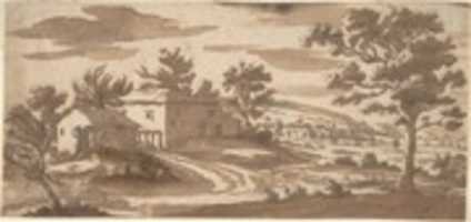 Free download Landscape with Buildings and a Town in the Distance (recto); Study of a Building (verso) free photo or picture to be edited with GIMP online image editor