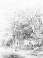 Free download Landscape with cattle and figures; sketch for the Rustic Courtship free photo or picture to be edited with GIMP online image editor