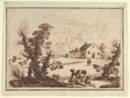 Free download Landscape with Figures and a Farm House free photo or picture to be edited with GIMP online image editor