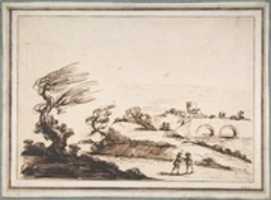 Free download Landscape with Figures and a Two-Arched Bridge free photo or picture to be edited with GIMP online image editor