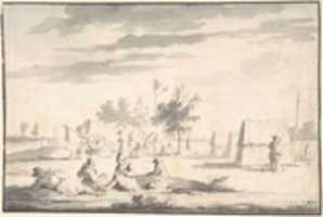 Free download Landscape with Figures and Camp Site free photo or picture to be edited with GIMP online image editor