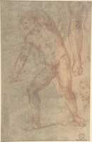 Free download Landscape with Figures Crossing a Bridge (recto); Study of a Nude Male, Study of Legs, Study of Head in Profile to the Right (verso) free photo or picture to be edited with GIMP online image editor