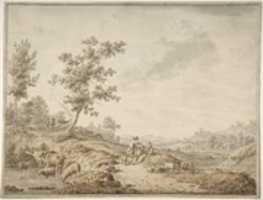 Free download Landscape with Herdsmen and Their Cattle free photo or picture to be edited with GIMP online image editor
