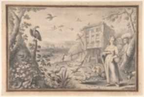 Free download Landscape with Three Figures and Birds free photo or picture to be edited with GIMP online image editor