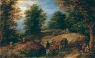 Free download Landscape with Travelers on a Woodland Path free photo or picture to be edited with GIMP online image editor
