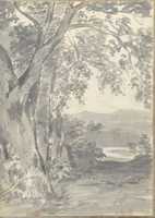 Free download Landscape with Trees and Distant Hills (Smaller Italian Sketchbook, leaf 37 recto) free photo or picture to be edited with GIMP online image editor