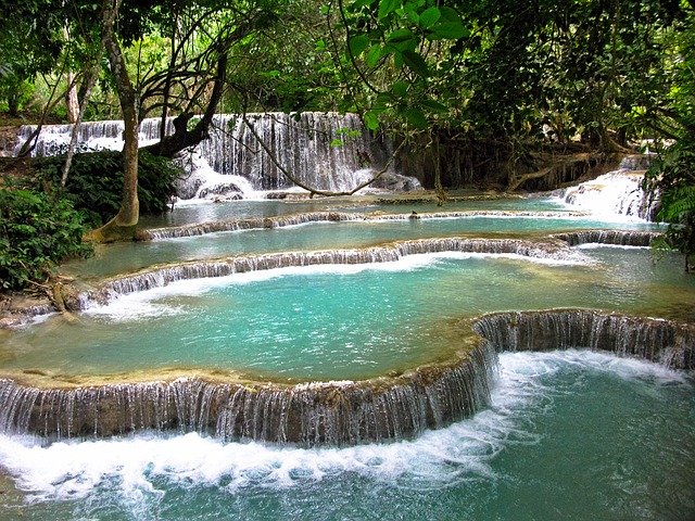 Free download laos luang prabang water falls free picture to be edited with GIMP free online image editor