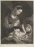 Free download La Vierge adorent lEnfant Jesus free photo or picture to be edited with GIMP online image editor
