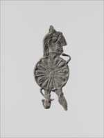 Free download Lead figure of a warrior with a helmet, shield, and spear free photo or picture to be edited with GIMP online image editor