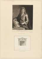 Free download Leaf from Aedes Walpolianae mounted with a print and a drawing (a): Portrait of Grinling Gibbons; (b) Chimney to the Parlour, Houghton Hall, Norfolk free photo or picture to be edited with GIMP online image editor