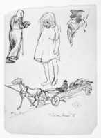 Free download Leaves From a Serbian Sketchbook: Page of Sketches: 1 Woman with Plate, 1 Child, 1 Profile free photo or picture to be edited with GIMP online image editor
