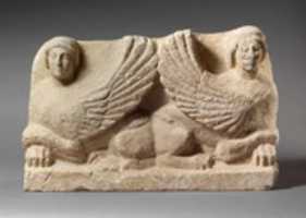 Free download Limestone funerary stele with antithetical sphinxes free photo or picture to be edited with GIMP online image editor