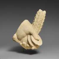 Free download Limestone hand holding a pyxis and a branch of leaves free photo or picture to be edited with GIMP online image editor