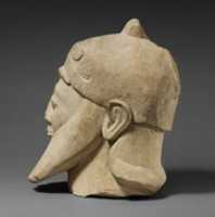 Free download Limestone head of a bearded male wearing a conical helmet free photo or picture to be edited with GIMP online image editor