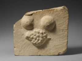 Free download Limestone plaque with breasts and a bunch of grapes in relief free photo or picture to be edited with GIMP online image editor