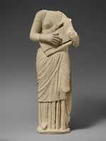 Free download Limestone statue of a female lyre player free photo or picture to be edited with GIMP online image editor