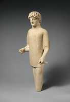 Free download Limestone statue of a male votary wearing a wreath and long tunic free photo or picture to be edited with GIMP online image editor