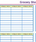 Free download List for Grocery shopping DOC, XLS or PPT template free to be edited with LibreOffice online or OpenOffice Desktop online